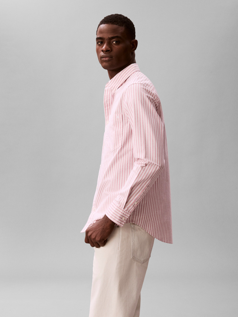 Pink Tonal Stripe Oxford Shirt  Men