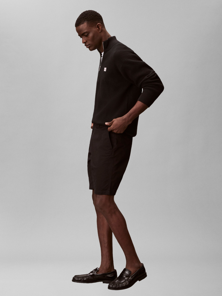 Black 9" Straight Chino Shorts  Men