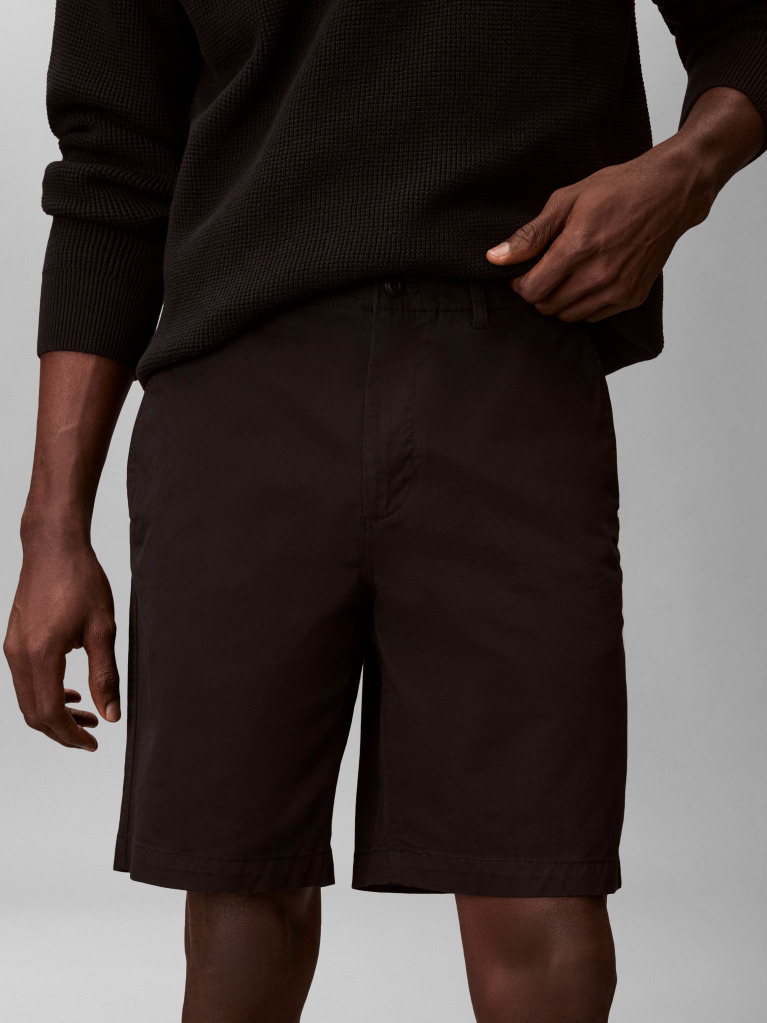 Black 9" Straight Chino Shorts  Men