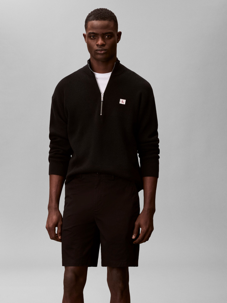 Black 9" Straight Chino Shorts  Men