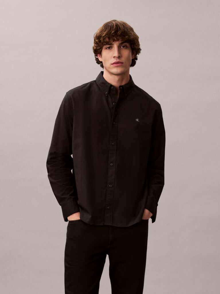 Black Solid Classic Oxford Button-Down Shirt  Men