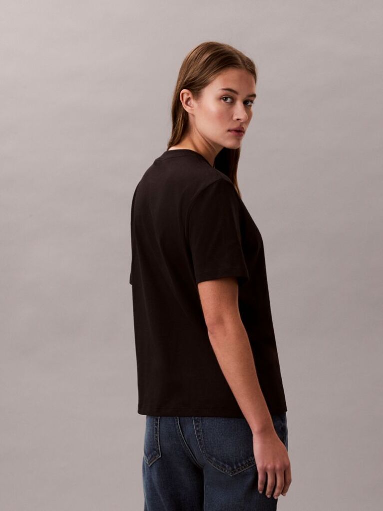 Μαύρο Κλασικό T-shirt Με Script Λογότυπο  Γυναίκα