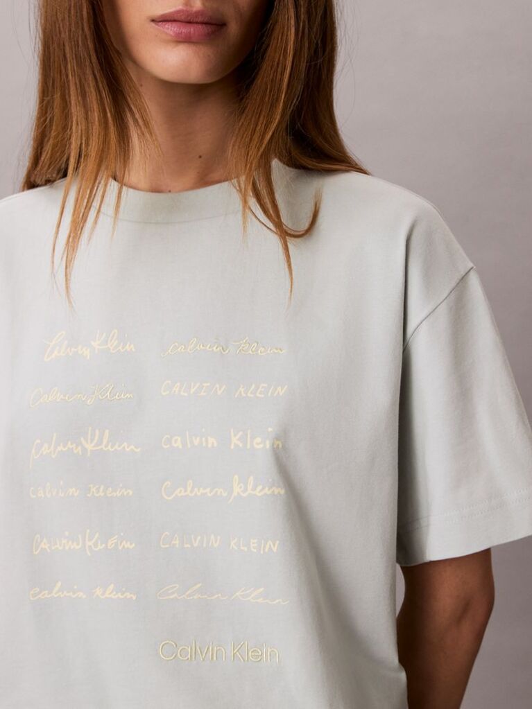 Γκρι Κοντομάνικο T-Shirt Με Graphic Τύπωμα Και Crop Boxy Γραμμή  Γυναίκα