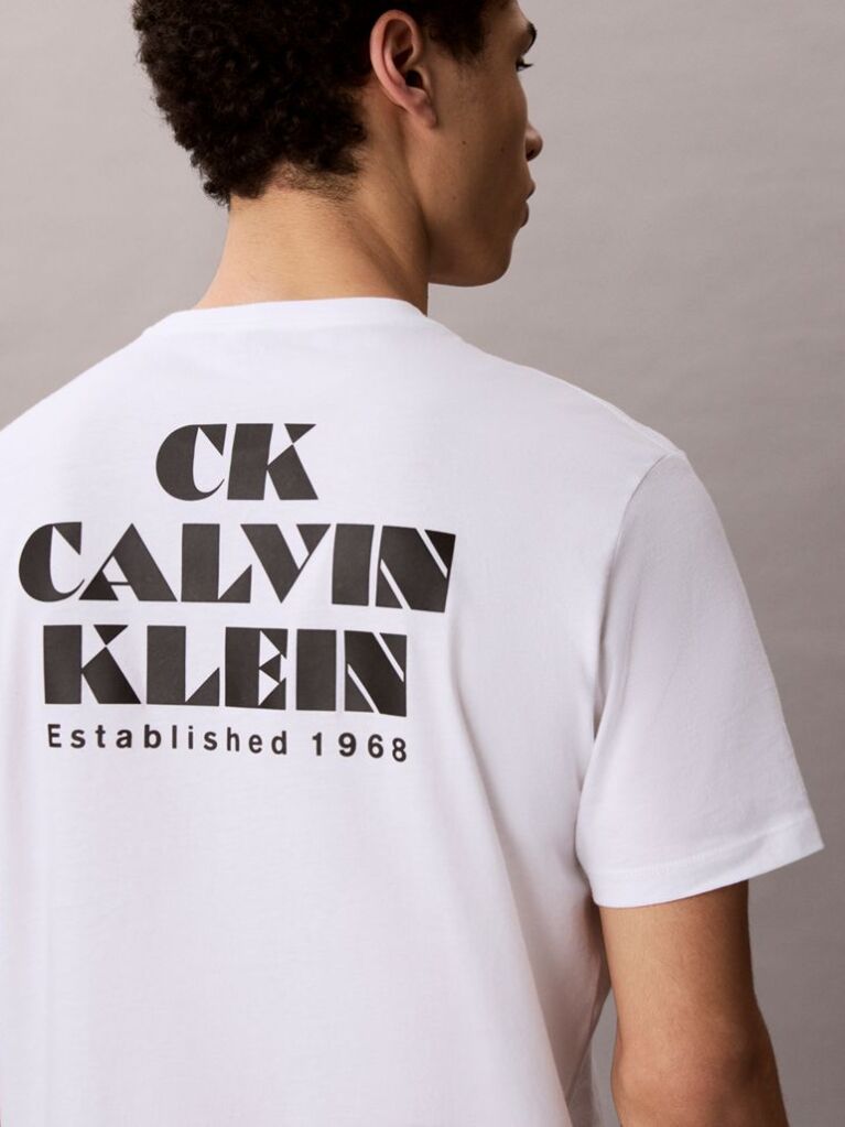 Λευκό T-Shirt Με Γραφικό Λογότυπο Και Στρογγυλή Λαιμόκοψη  Άνδρας