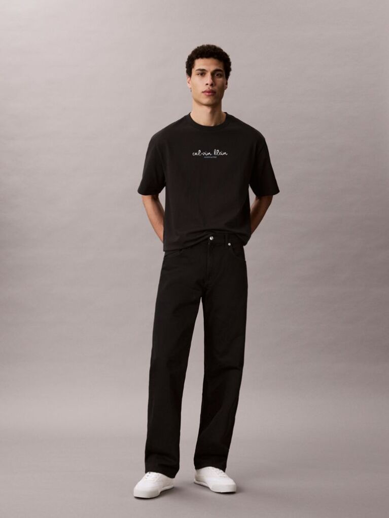 Μαύρο T-Shirt Με Γραφικό Λογότυπο Και Στρογγυλή Λαιμόκοψη  Άνδρας