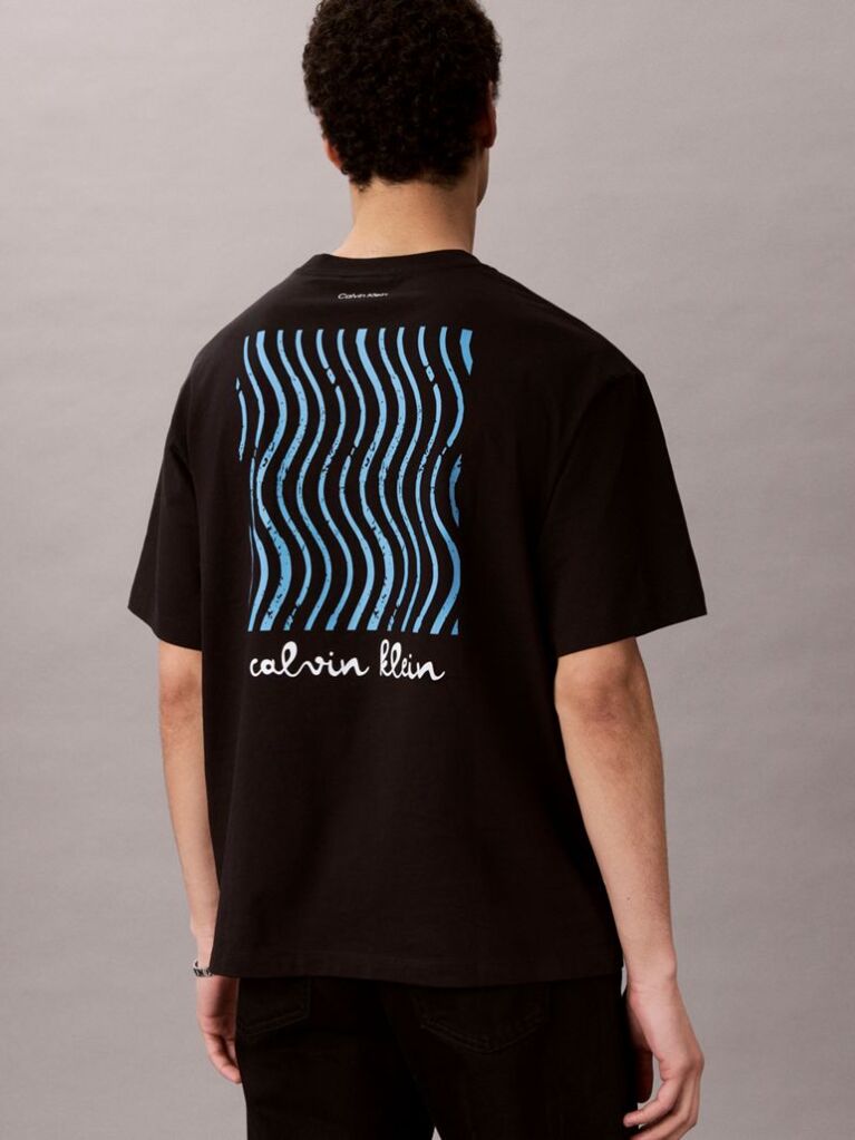 Μαύρο T-Shirt Με Γραφικό Λογότυπο Και Στρογγυλή Λαιμόκοψη  Άνδρας