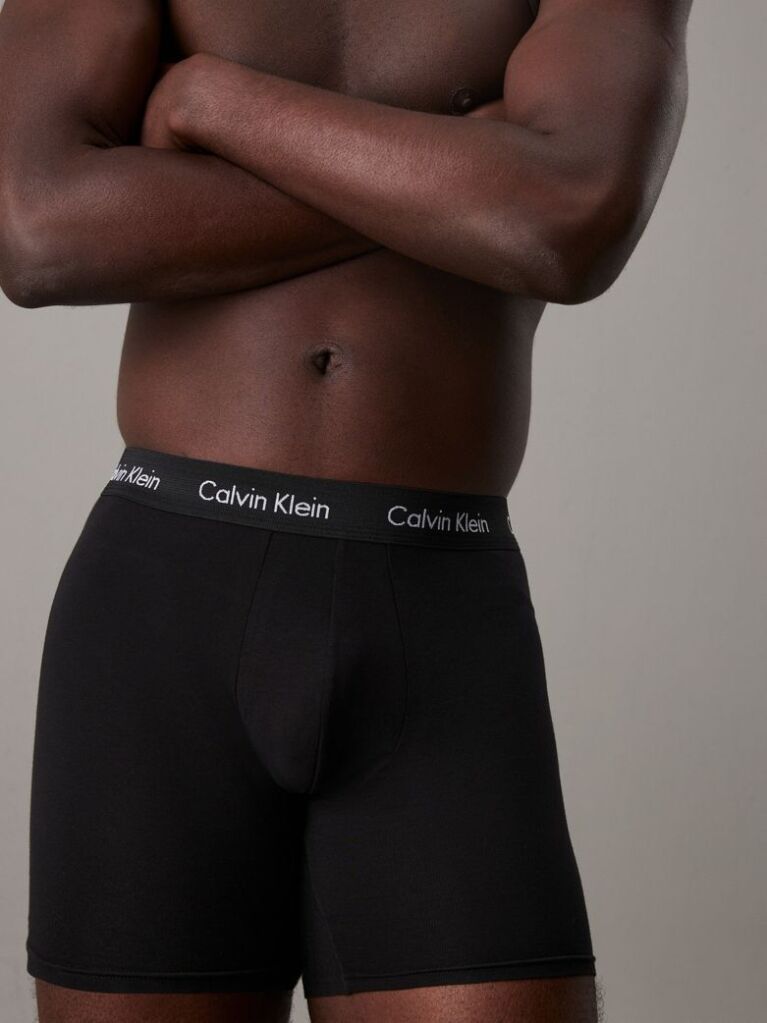 Black 3 Pack Boxer Briefs - Cotton Stretch  Men