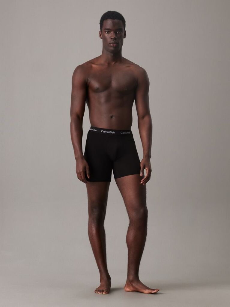 Black 3 Pack Boxer Briefs - Cotton Stretch  Men