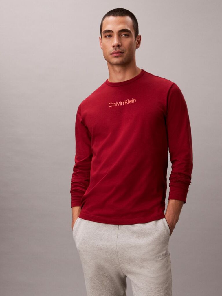 Red Long Sleeve Lounge T-shirt  Men
