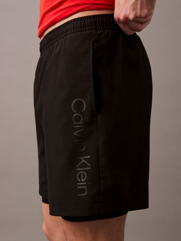 Black 2-in-1 Gym Shorts  Men