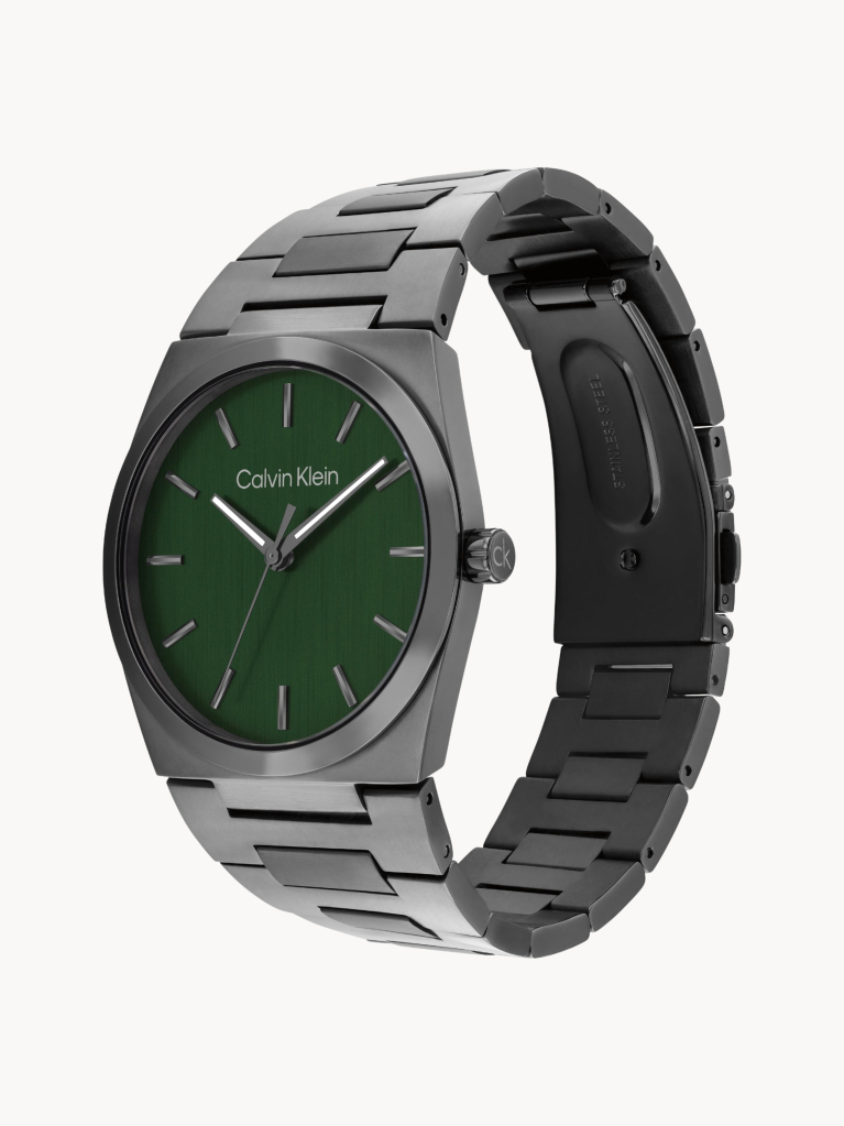 Green Grey Plated Steel Bracelet Watch  Men