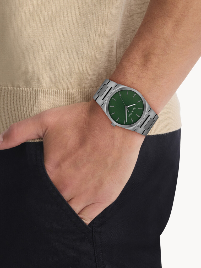 Green Grey Plated Steel Bracelet Watch  Men