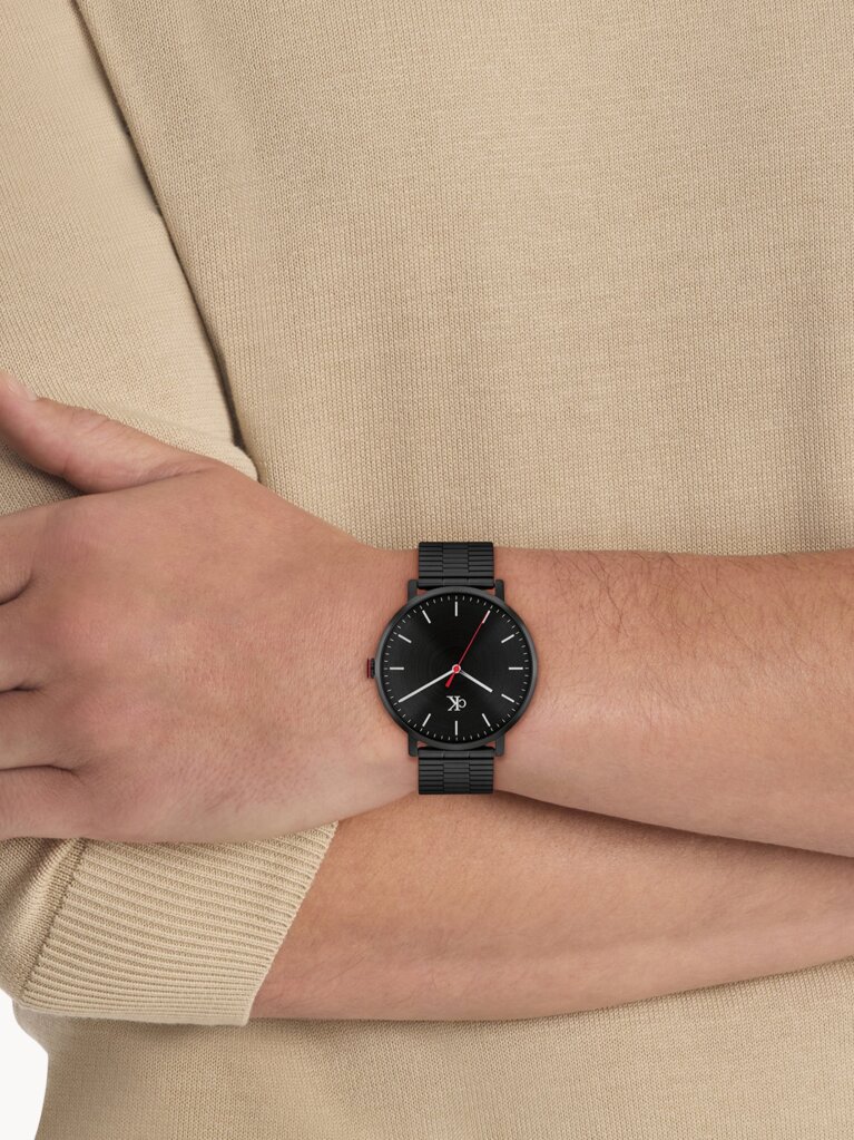 Black Black Plated Steel Bracelet Watch  Men