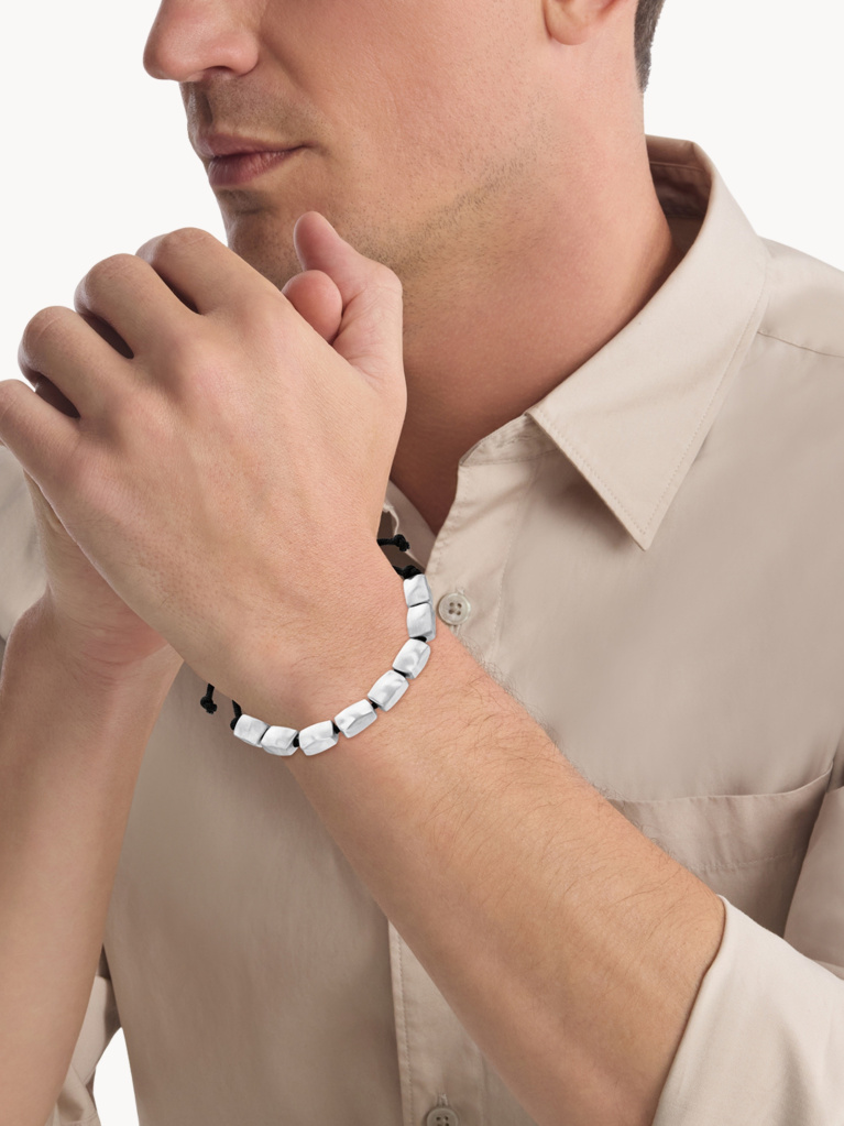 Black Metallic Waves Bracelet  Men