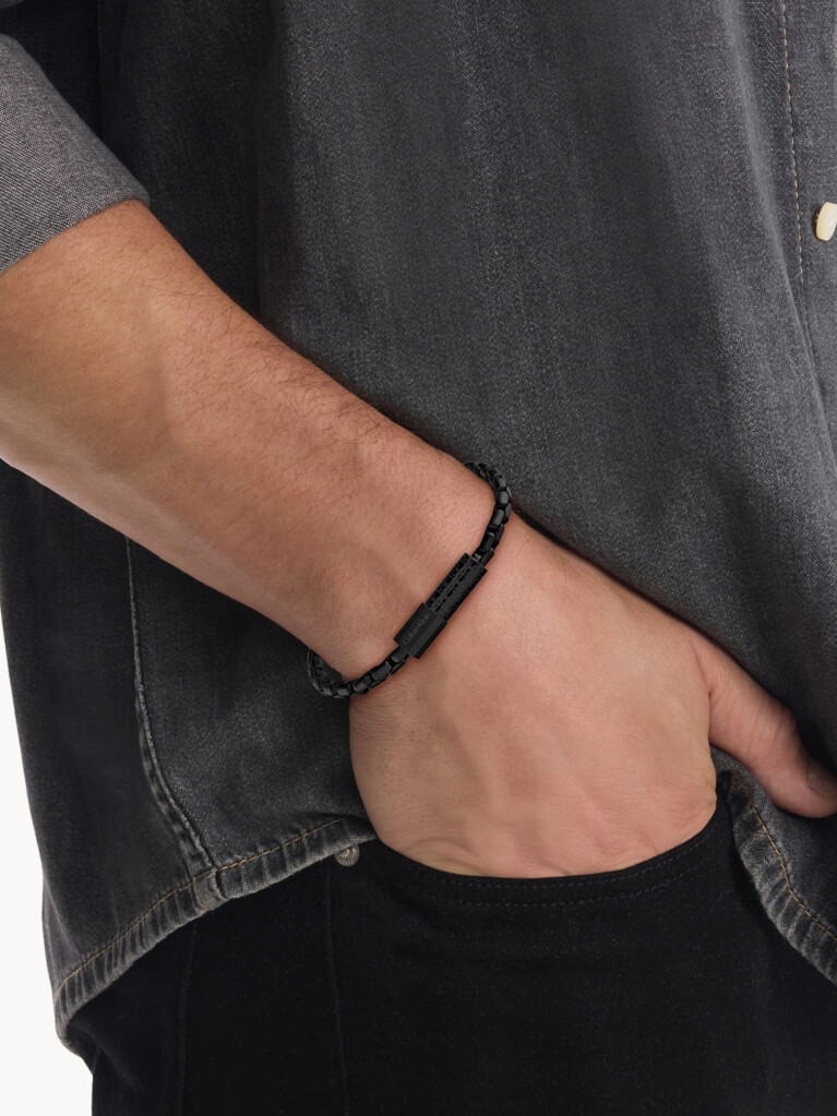 Black Contoured Barrel Bracelet  Men