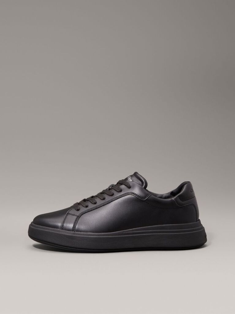 Black Leather Trainers  Men