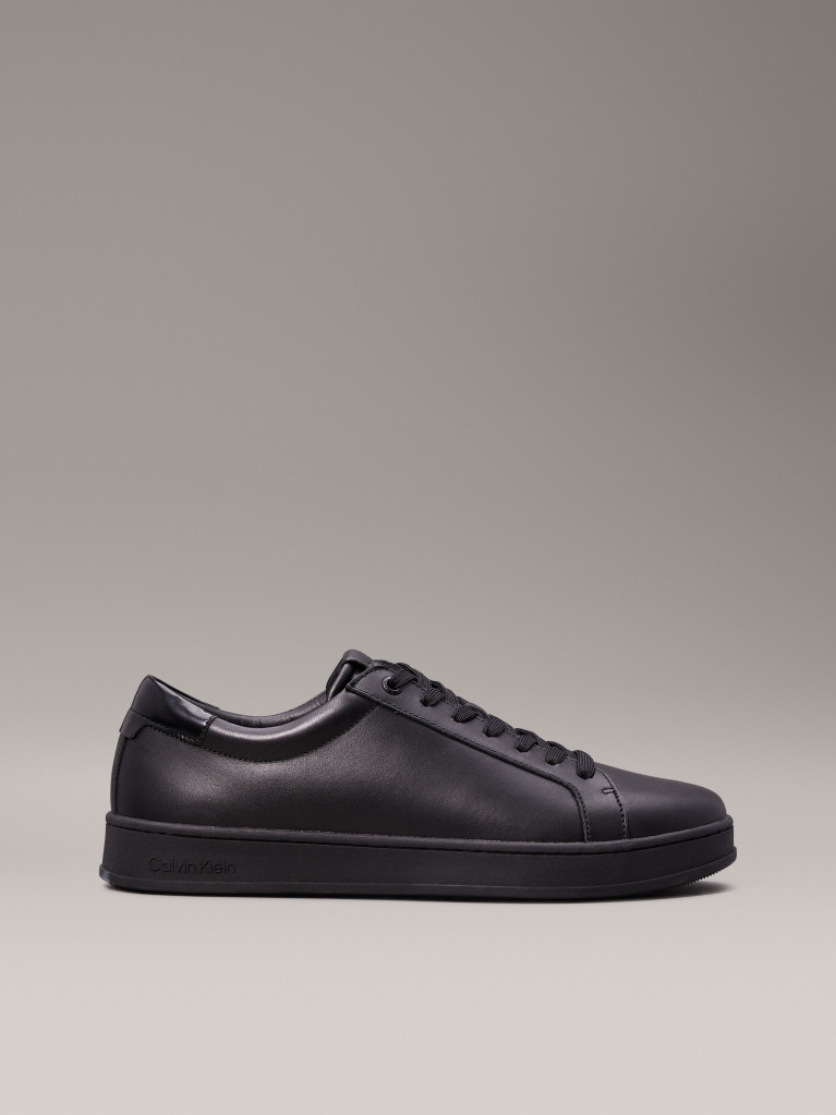 Black Leather Trainers  Men