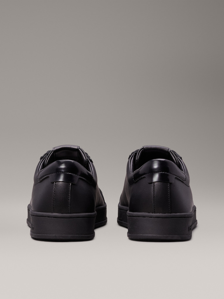 Black Leather Trainers  Men