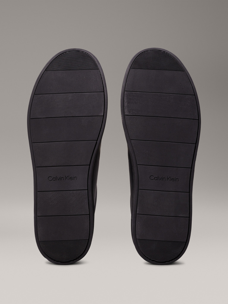Black Leather Trainers  Men