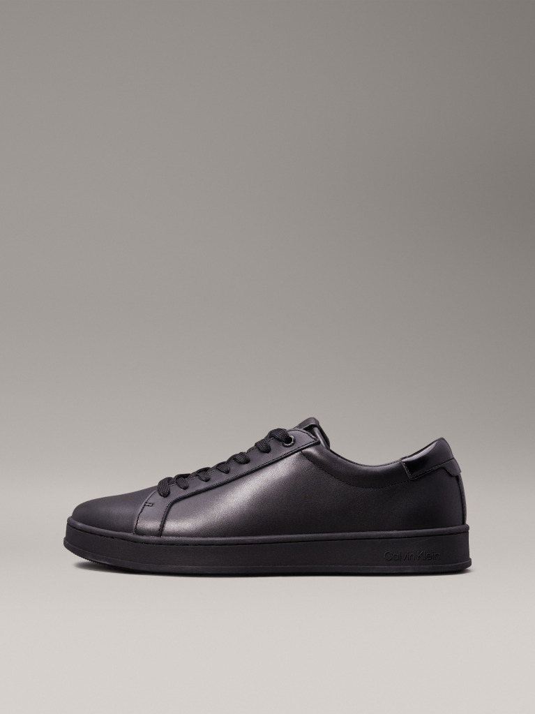 Black Leather Trainers  Men