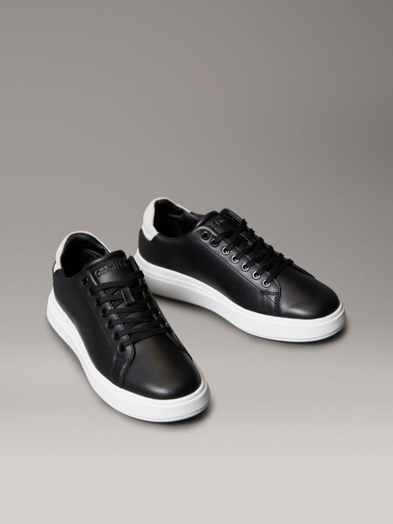Black Leather Trainers  Women