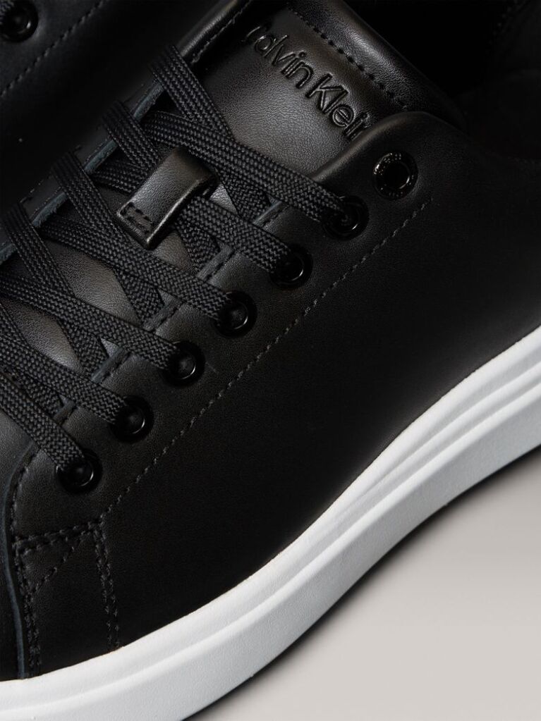 Black Leather Trainers  Women