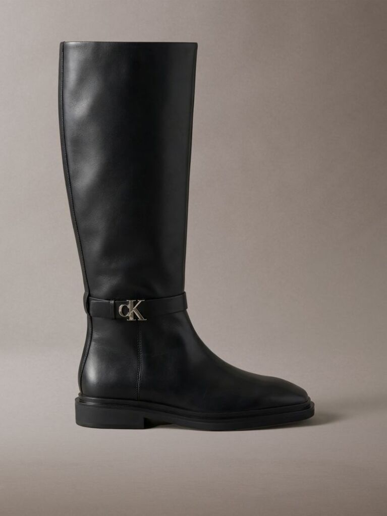 Black Leather Signature Knee-High Boots  Women