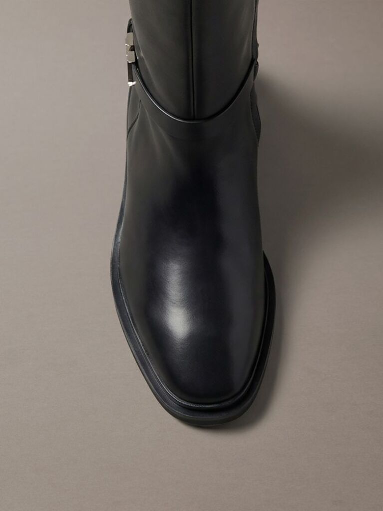 Black Leather Signature Knee-High Boots  Women