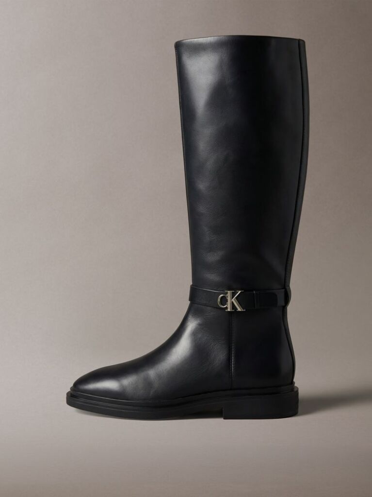 Black Leather Signature Knee-High Boots  Women