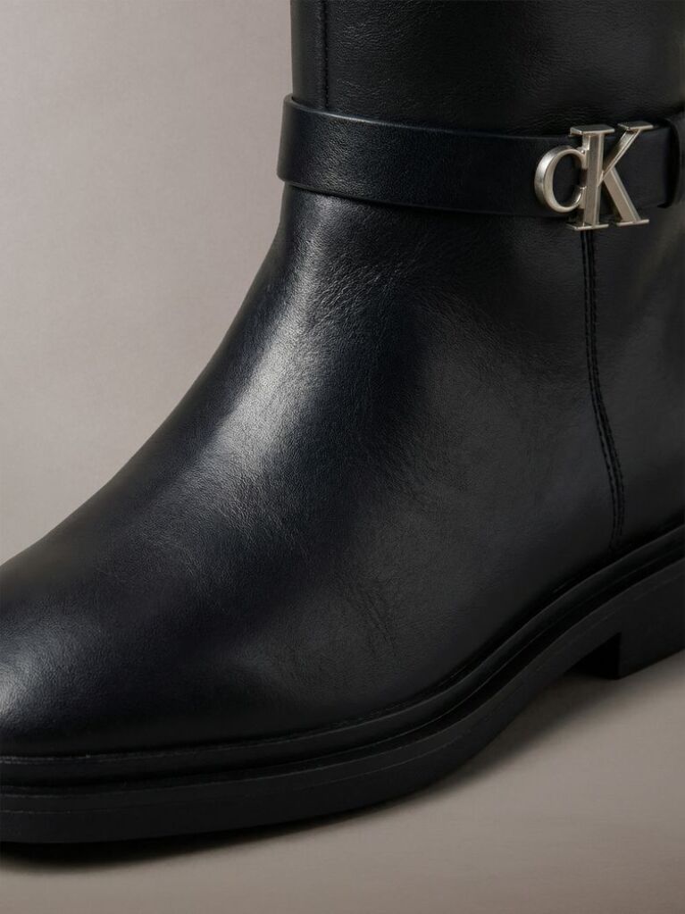 Black Leather Signature Knee-High Boots  Women