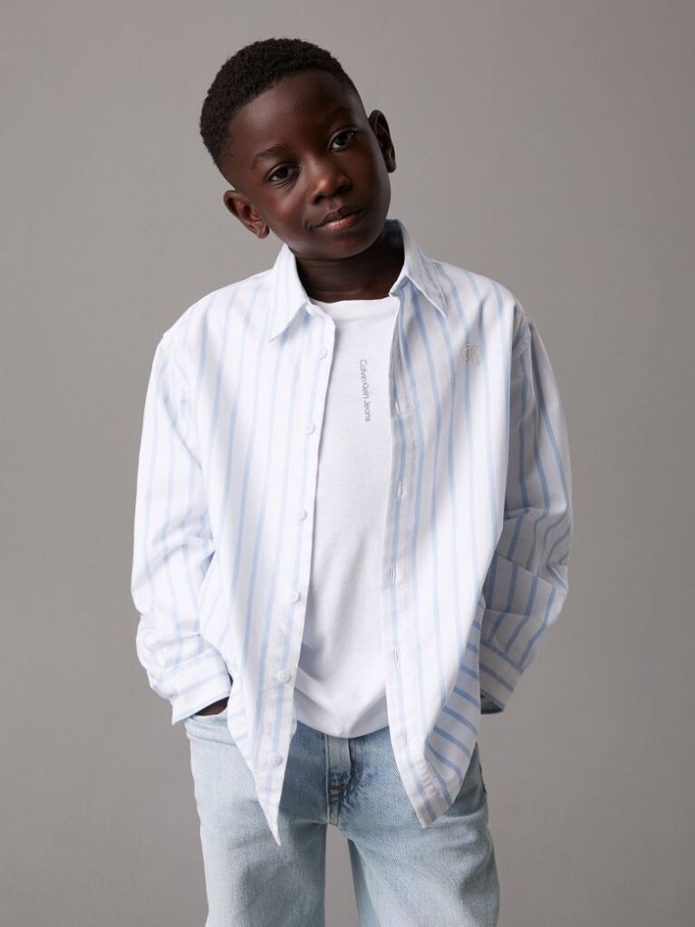Black Relaxed Striped Oxford Shirt  Boys