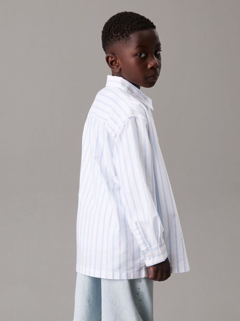 Black Relaxed Striped Oxford Shirt  Boys