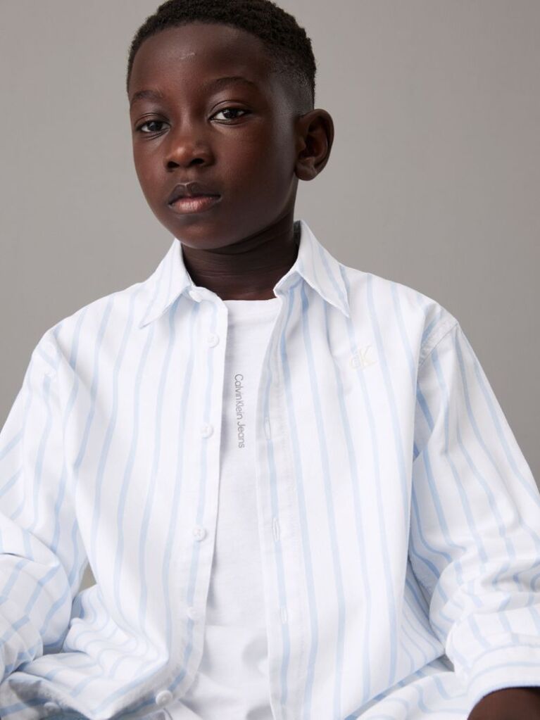Black Relaxed Striped Oxford Shirt  Boys
