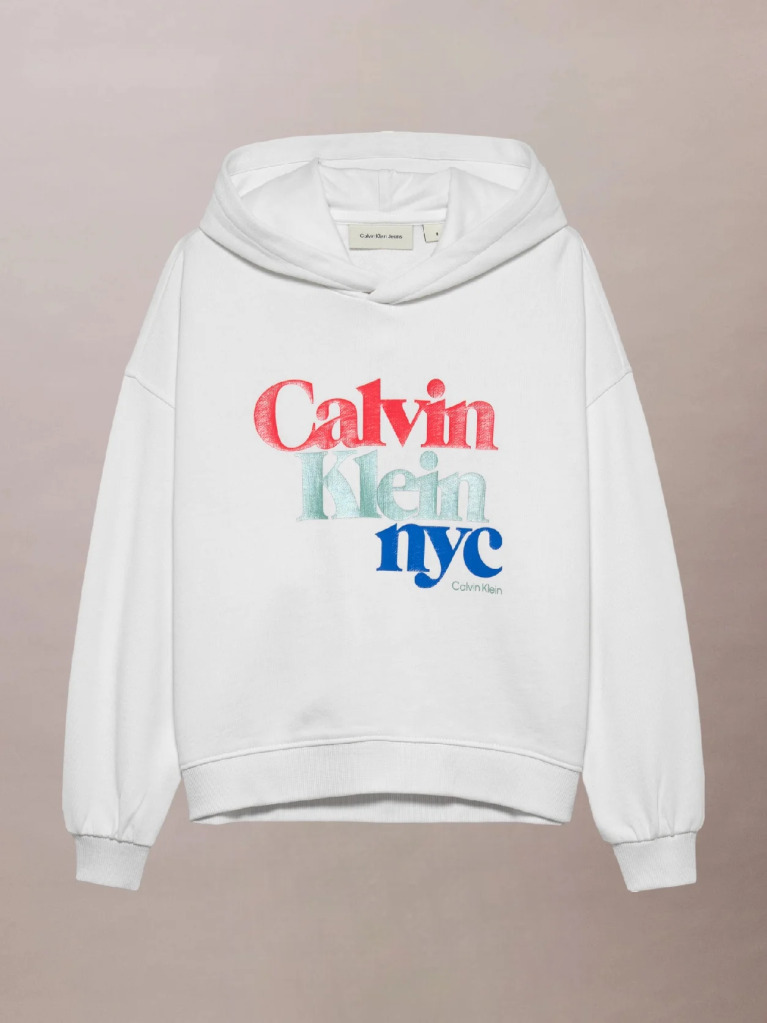 Λευκό Άνετο Hoodie Με Λογότυπο  Κορίτσι