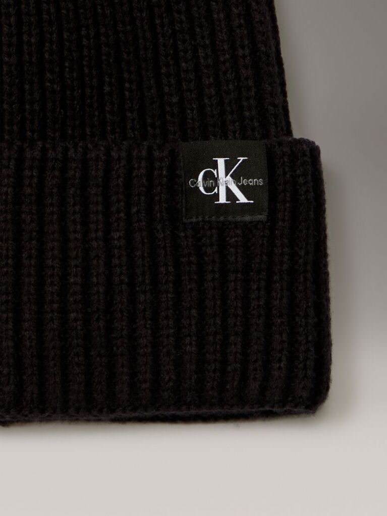 Black Unisex Ribbed Beanie  Kids Unisex