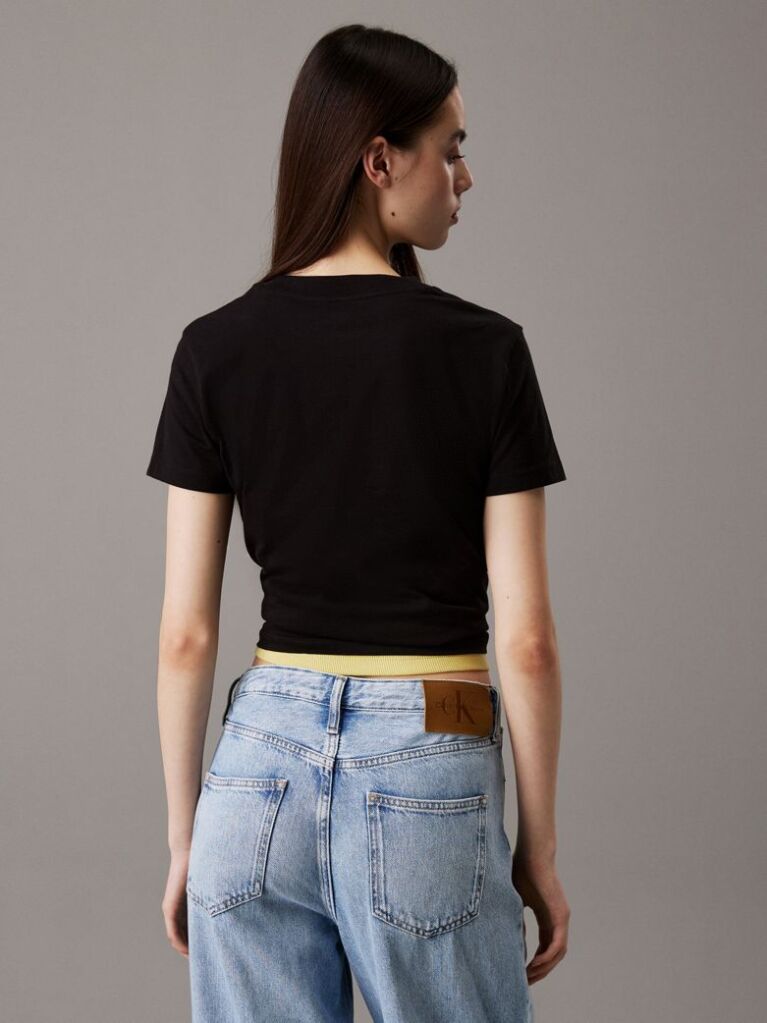 Black Cropped Monogram T-shirt  Women