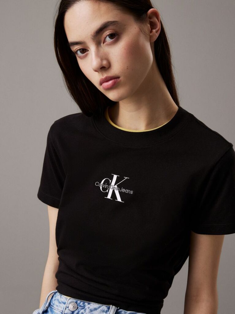 Black Cropped Monogram T-shirt  Women