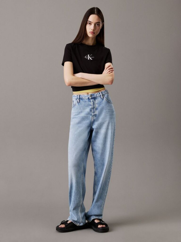 Black Cropped Monogram T-shirt  Women