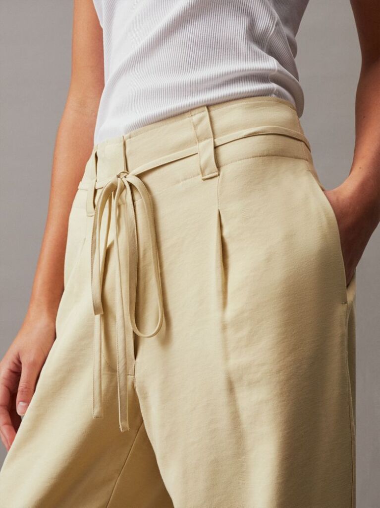Green Soft Twill Tapered Trousers  Women