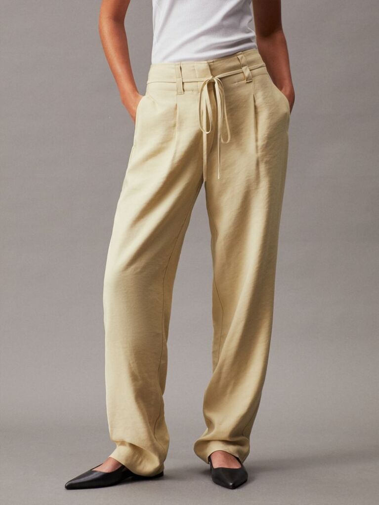 Green Soft Twill Tapered Trousers  Women