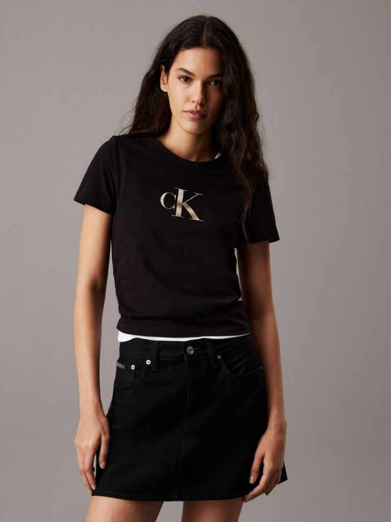 Black Slim Monogram T-shirt  Women