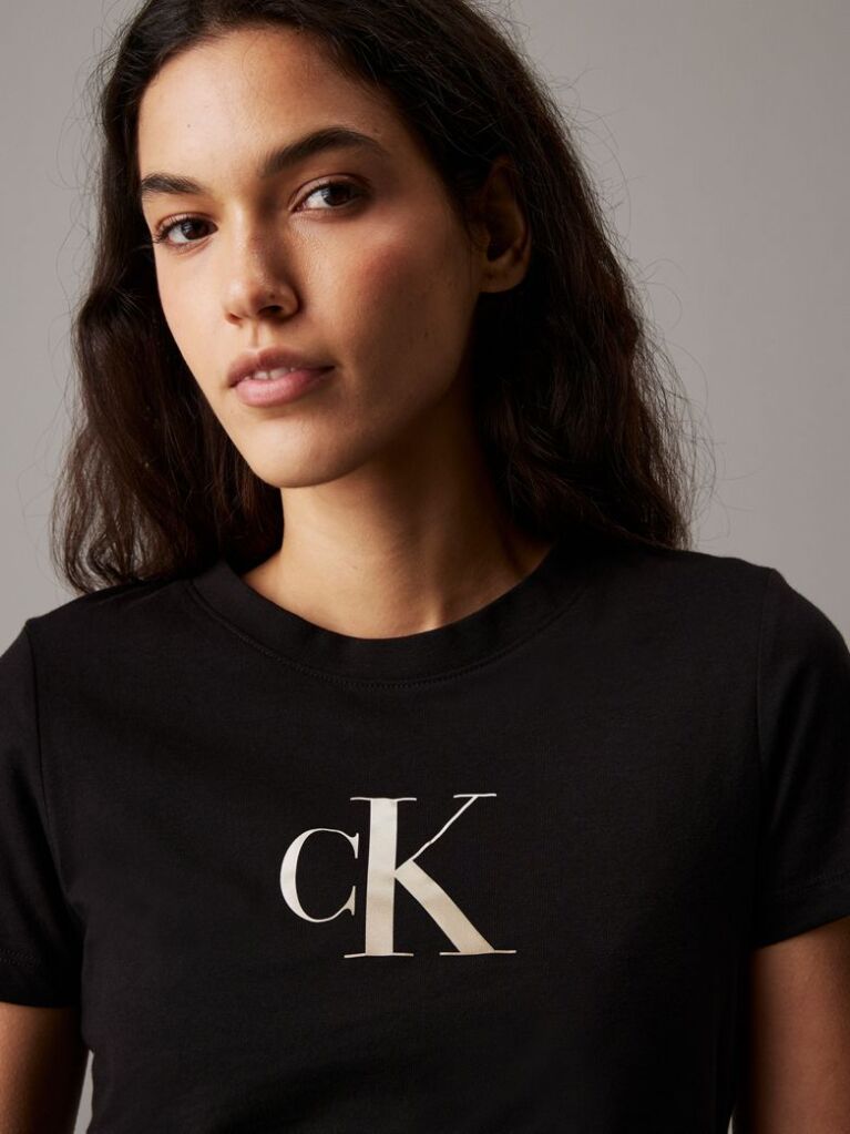 Black Slim Monogram T-shirt  Women