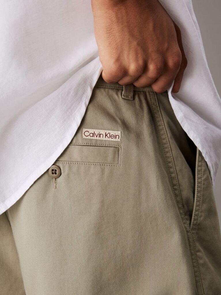 Beige Pleated Twill Bermuda Shorts  Men