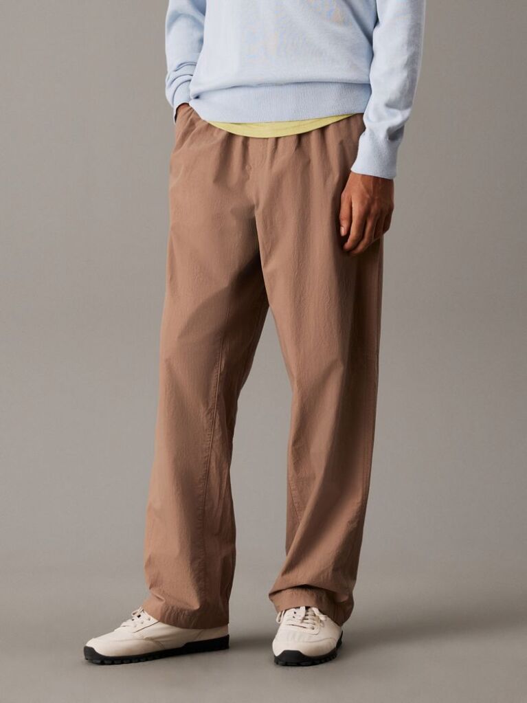 Brown Relaxed Cotton Poplin Trousers  Men