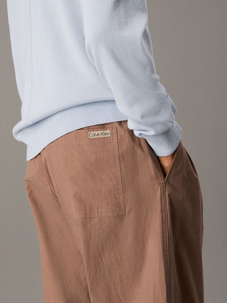 Brown Relaxed Cotton Poplin Trousers  Men