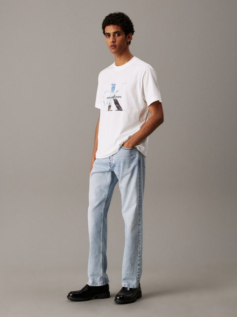 White Monogram Photo Print T-shirt  Men