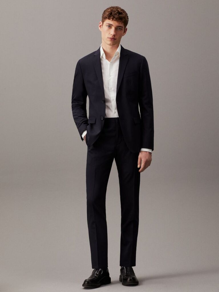 Μπλε Blazer Σε Slim Γραμμή Από Ελαστικό Ύφασμα  Άνδρας