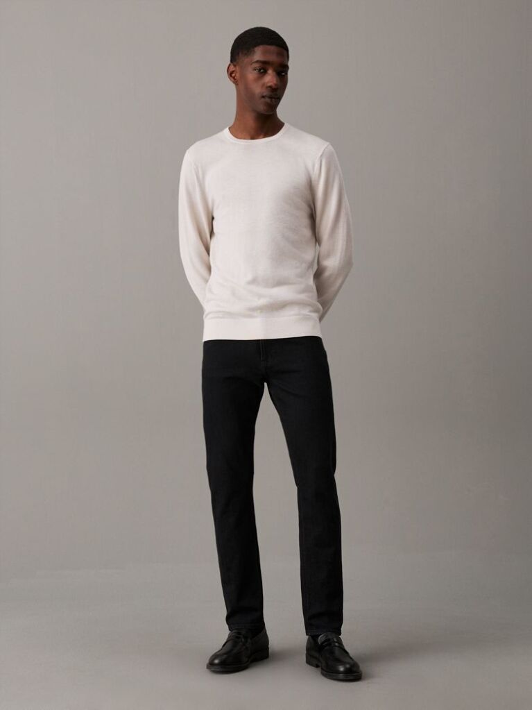 Beige Merino Wool Jumper  Men