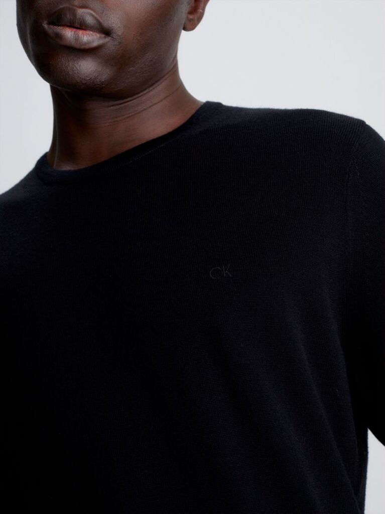 Black Merino Wool Jumper  Men