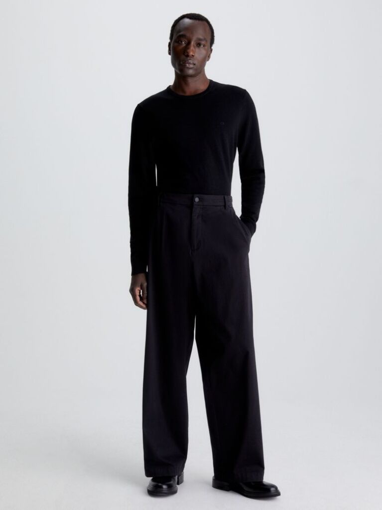 Black Merino Wool Jumper  Men